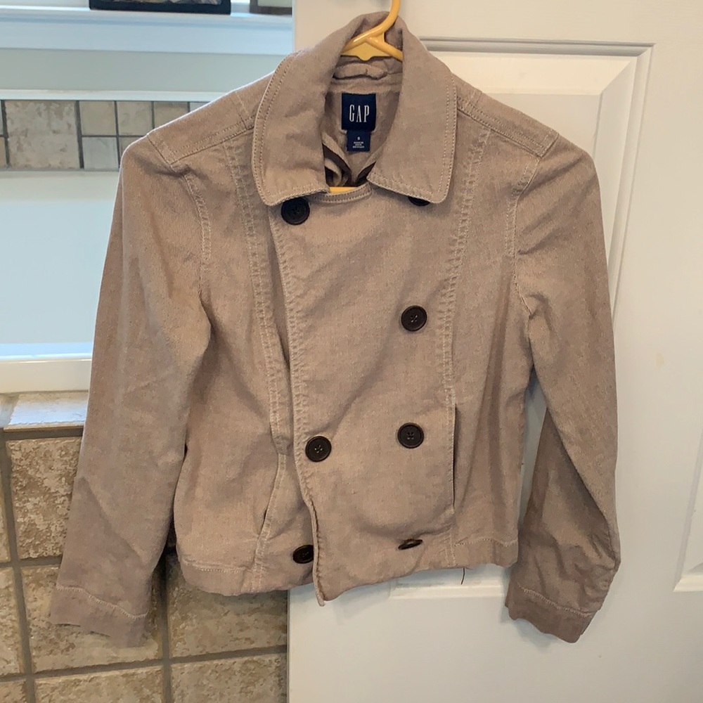 Gap tan cropped pea coat